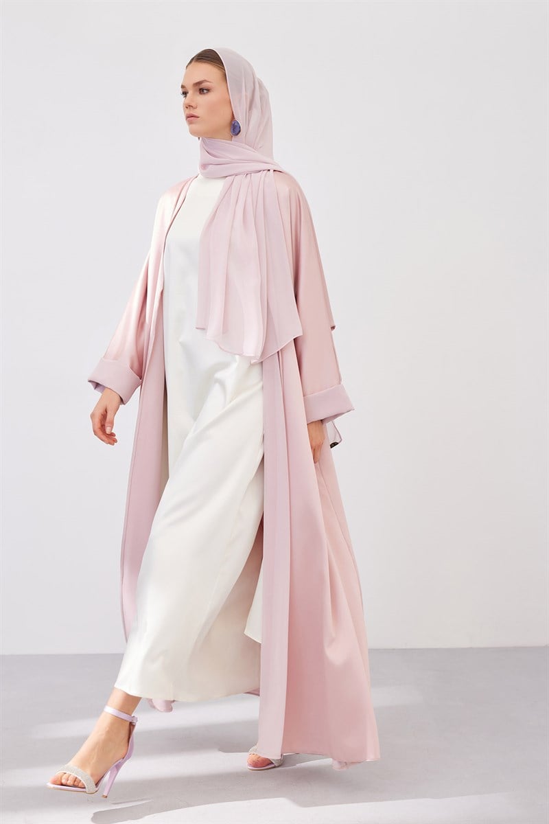 DOUBLE FACE ABAYA SET-POWDER