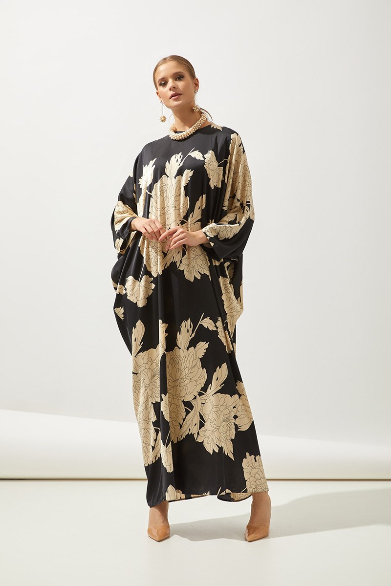FLOWER SATIN KAFTAN
