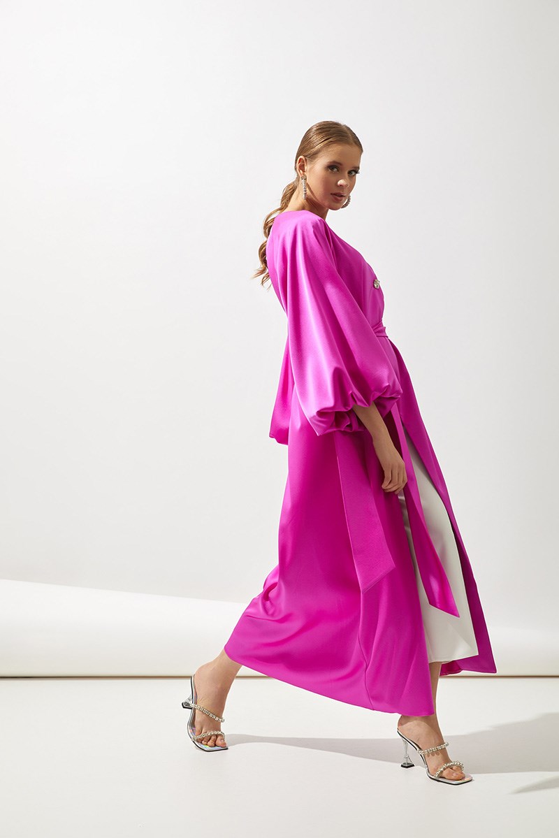 ITALIAN SATIN ABAYA-FUCHIA