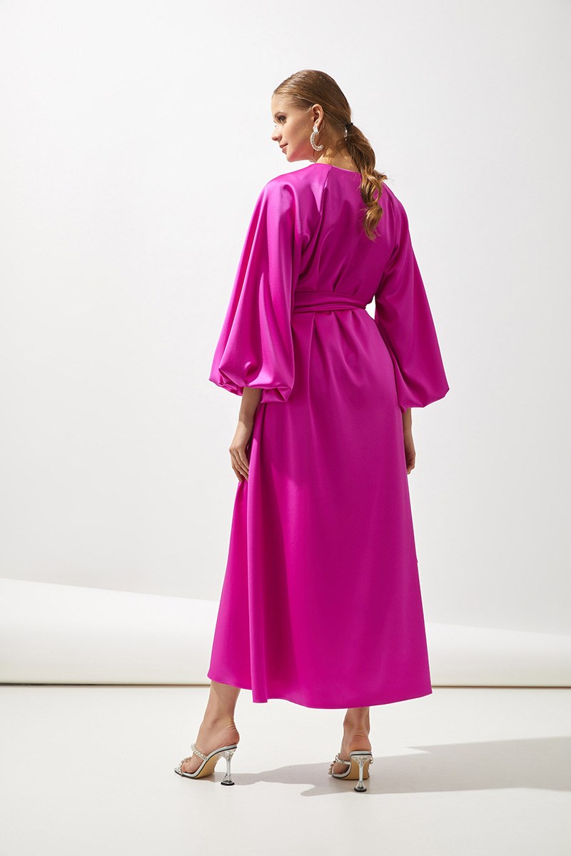 ITALIAN SATIN ABAYA-FUCHIA