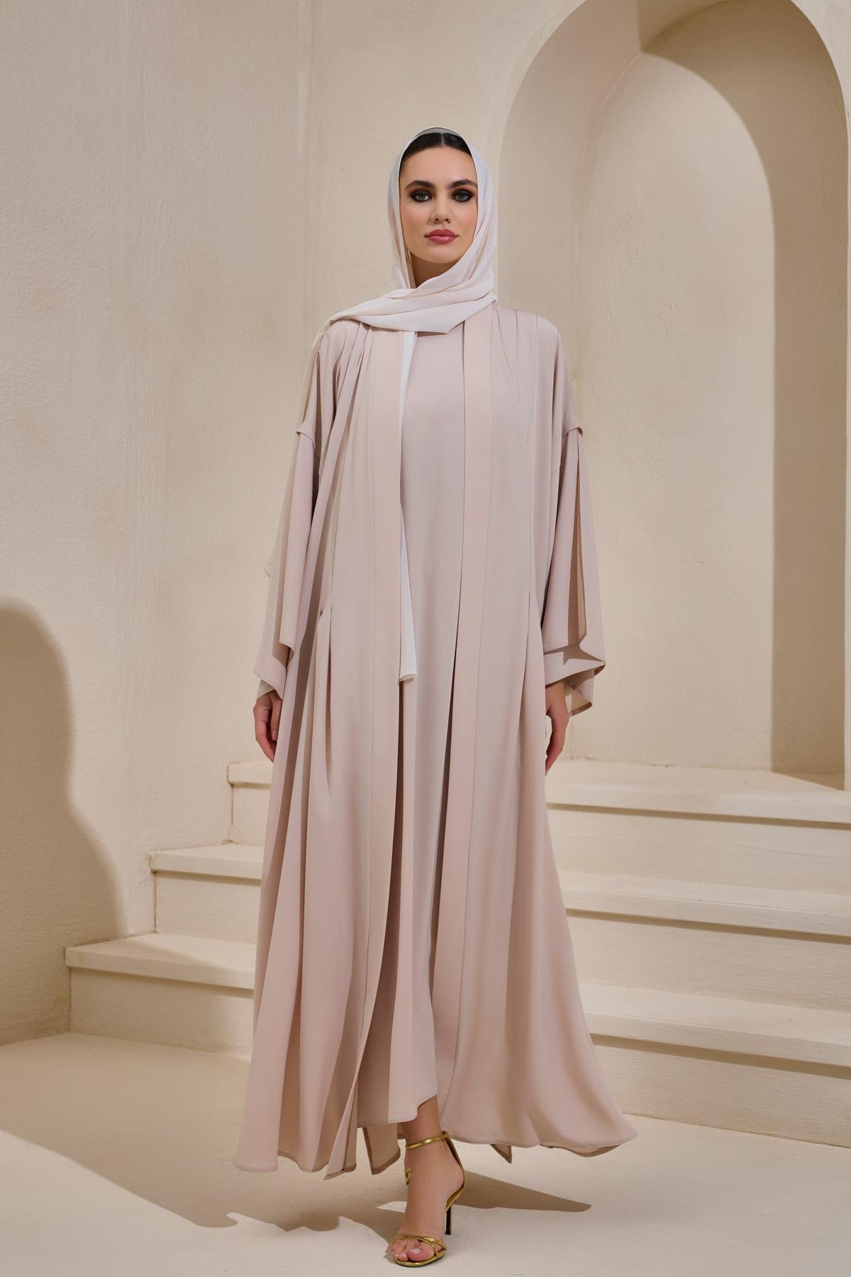 LAİLA CREPE ABAYA SET POWDER