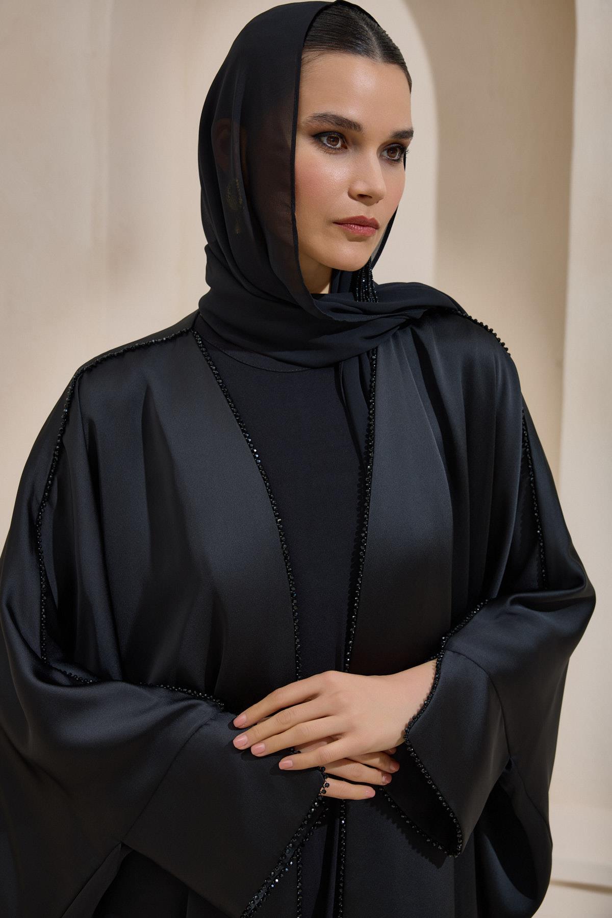 LUXURY SATIN ABAYA BLACK