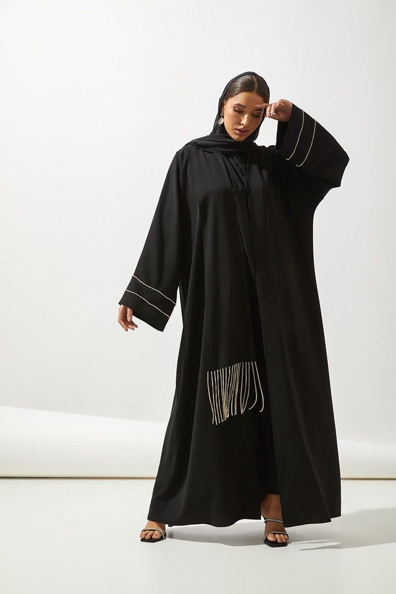 MOON LIGHT ABAYA HANDMADE-BLACK