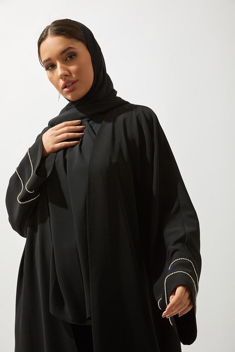 MOON LIGHT ABAYA HANDMADE-BLACK