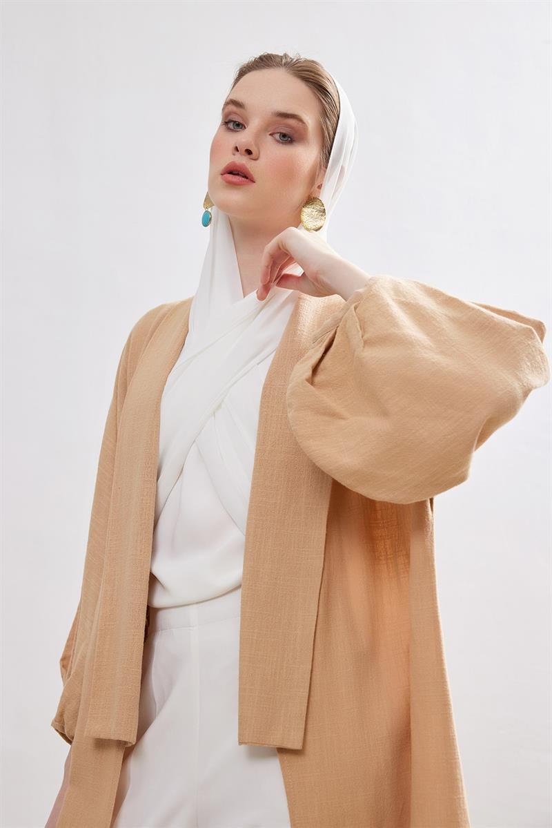 Natural Cotton Abaya - CAMEL