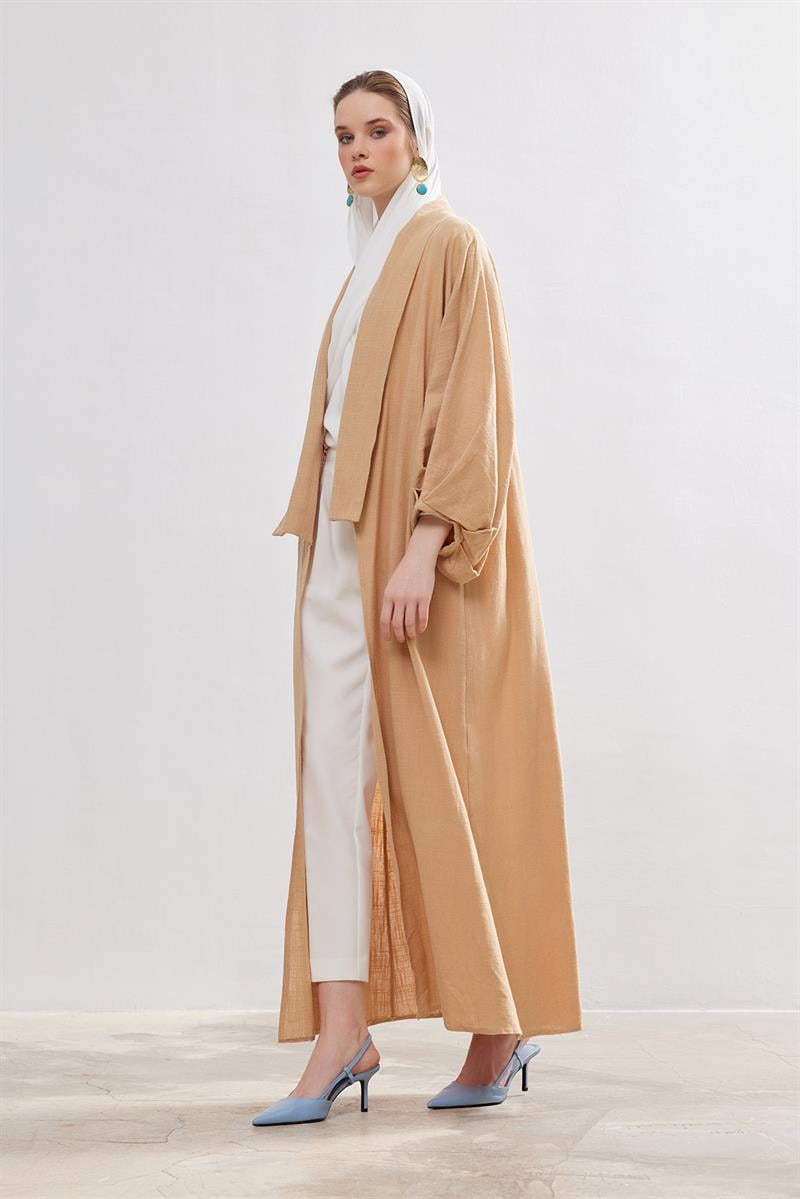 Natural Cotton Abaya - CAMEL