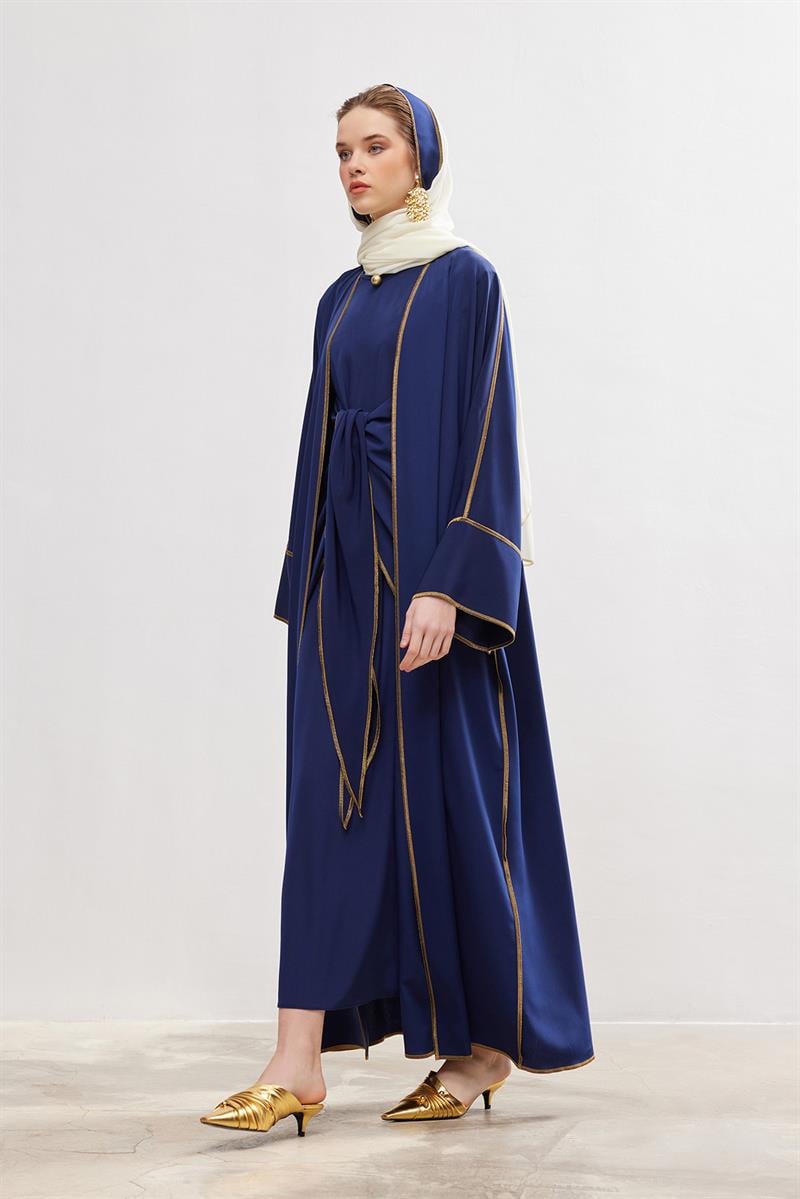 New Line Abaya Dress Set - NAVY BLUE