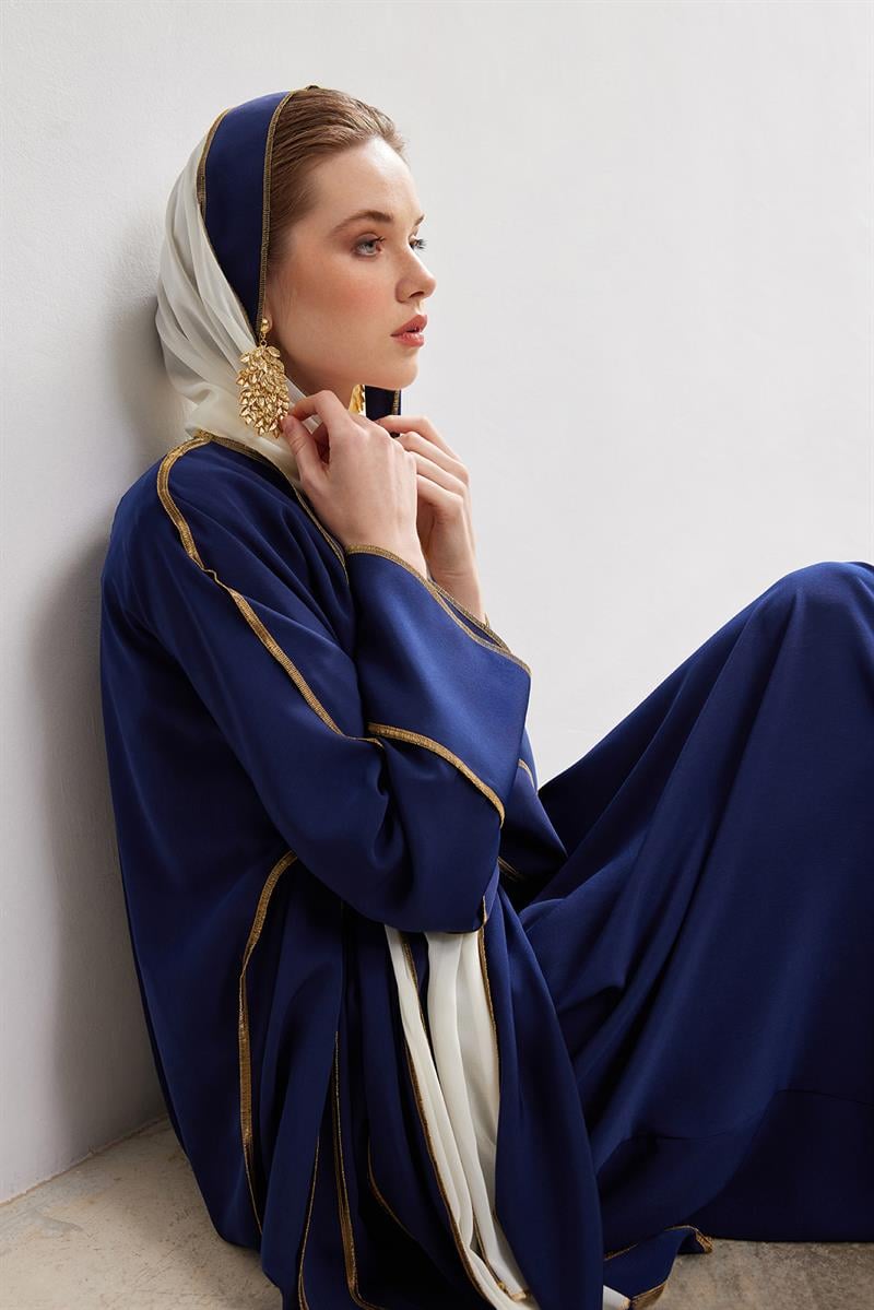 New Line Abaya Dress Set - NAVY BLUE