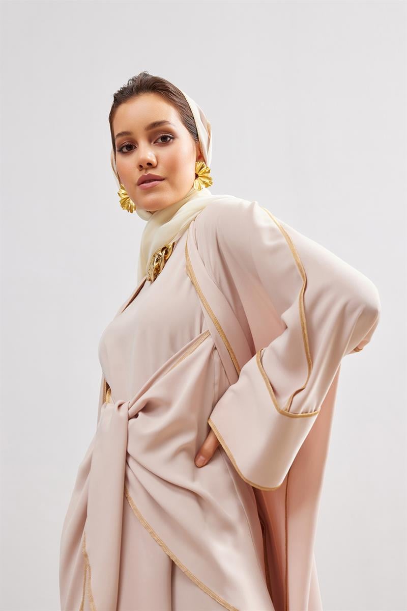 New Line Abaya Dress Set - SALMON
