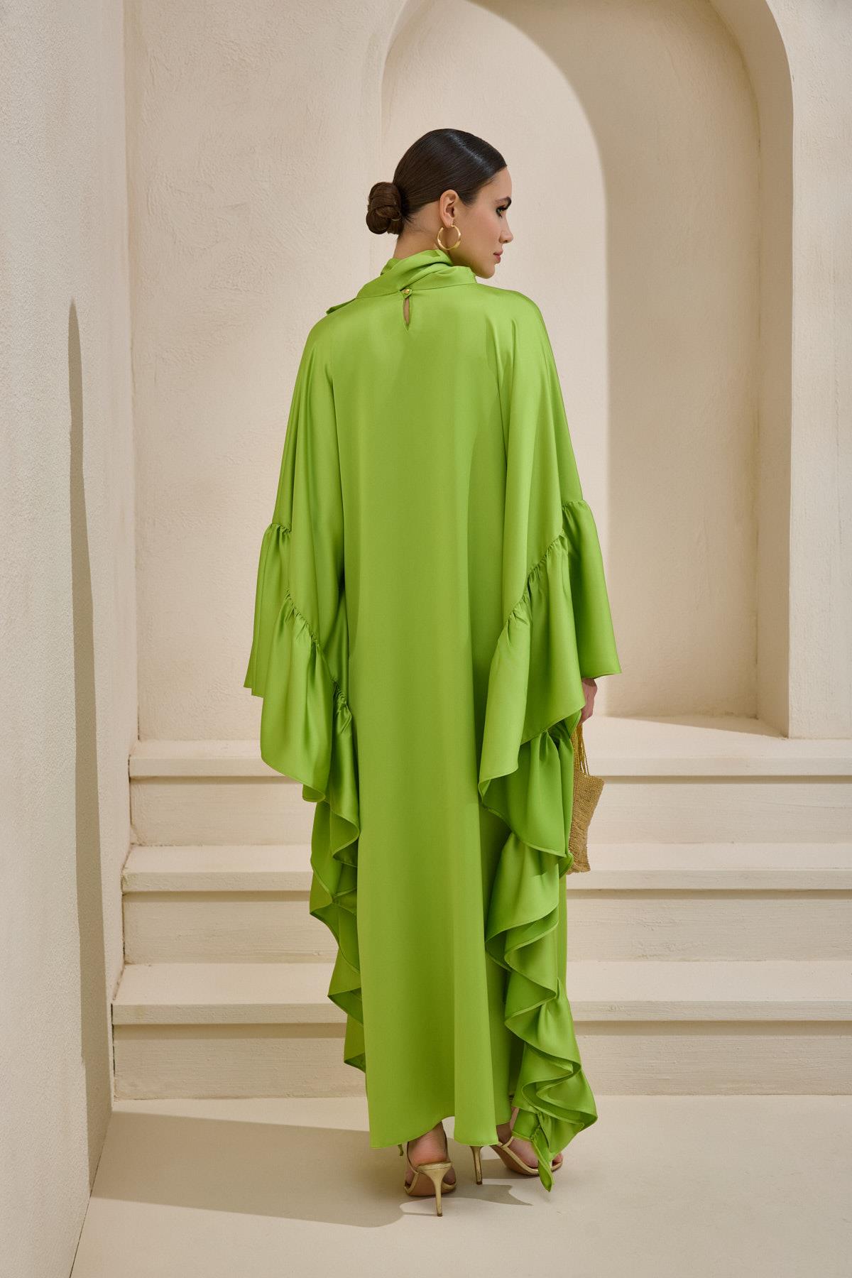 ROYAL SATIN KAFTAN LIGHT GREEN