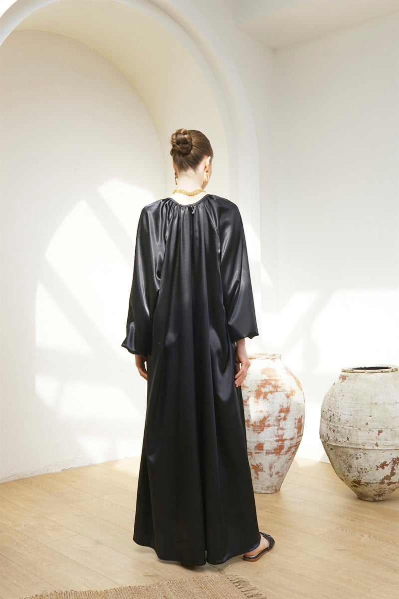 SATIN DRESS - SİYAH