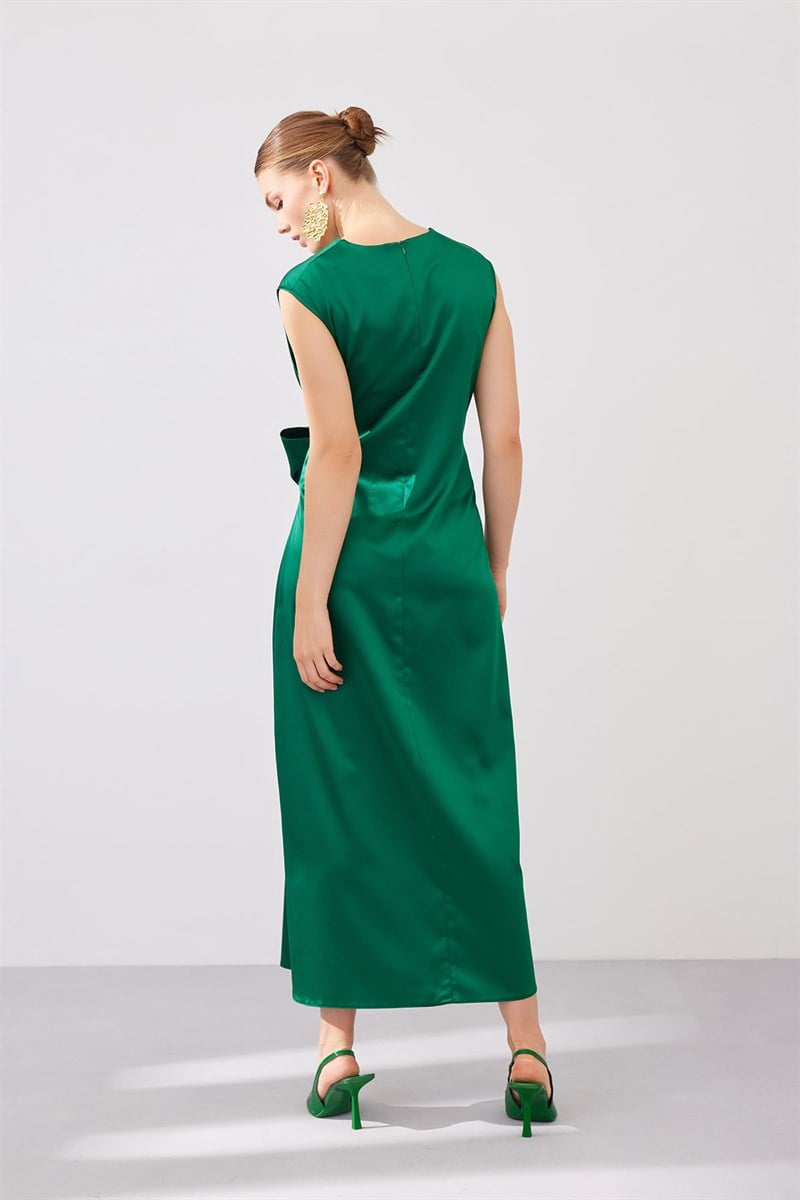 SATIN DRESS-GREEN