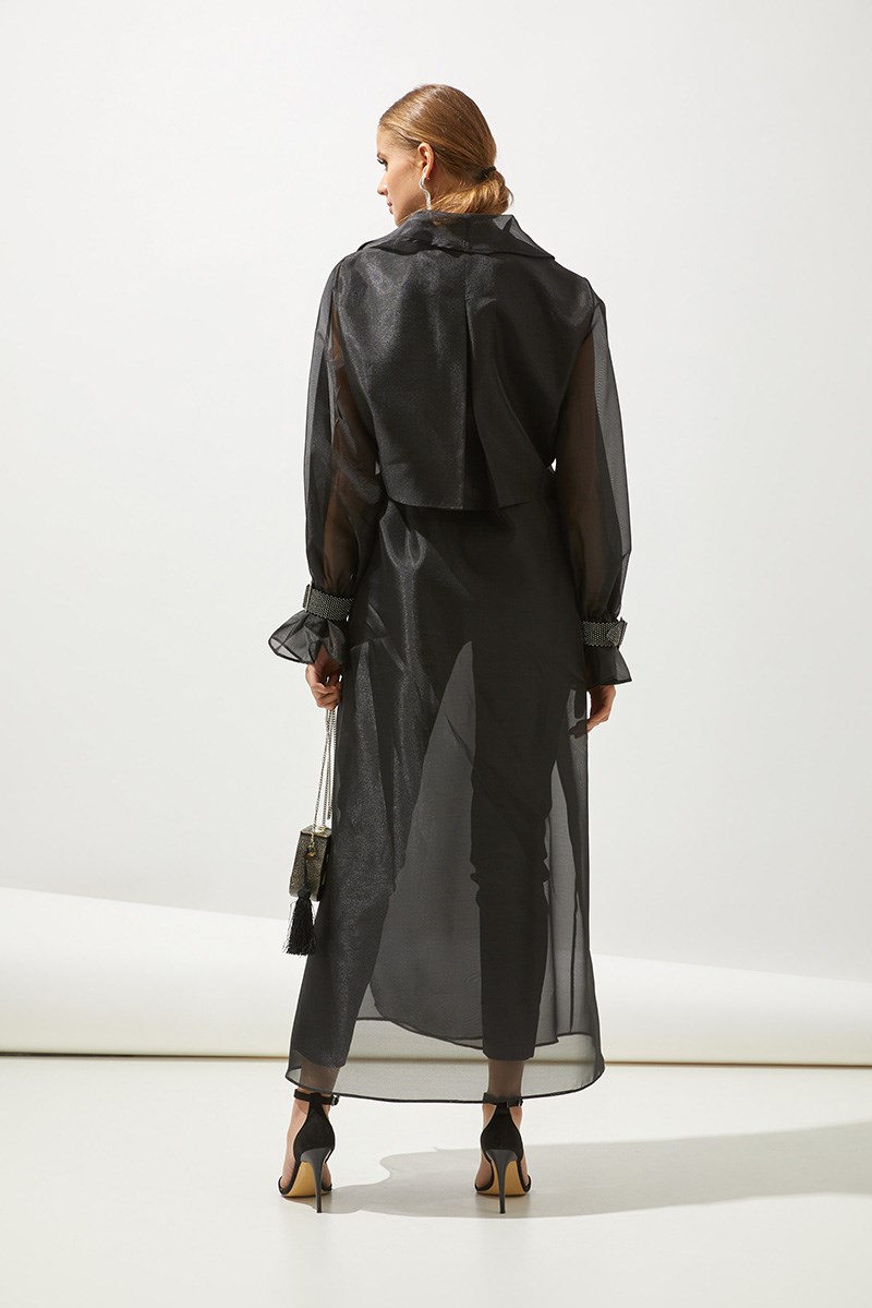 SHINE ORGANZA ABAYA-BLACK