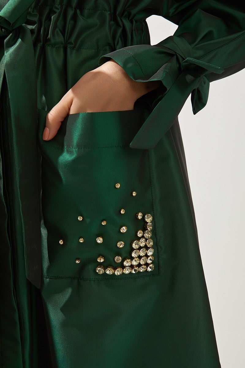 SHINE TRENCH COAT HANDMADE-GREEN