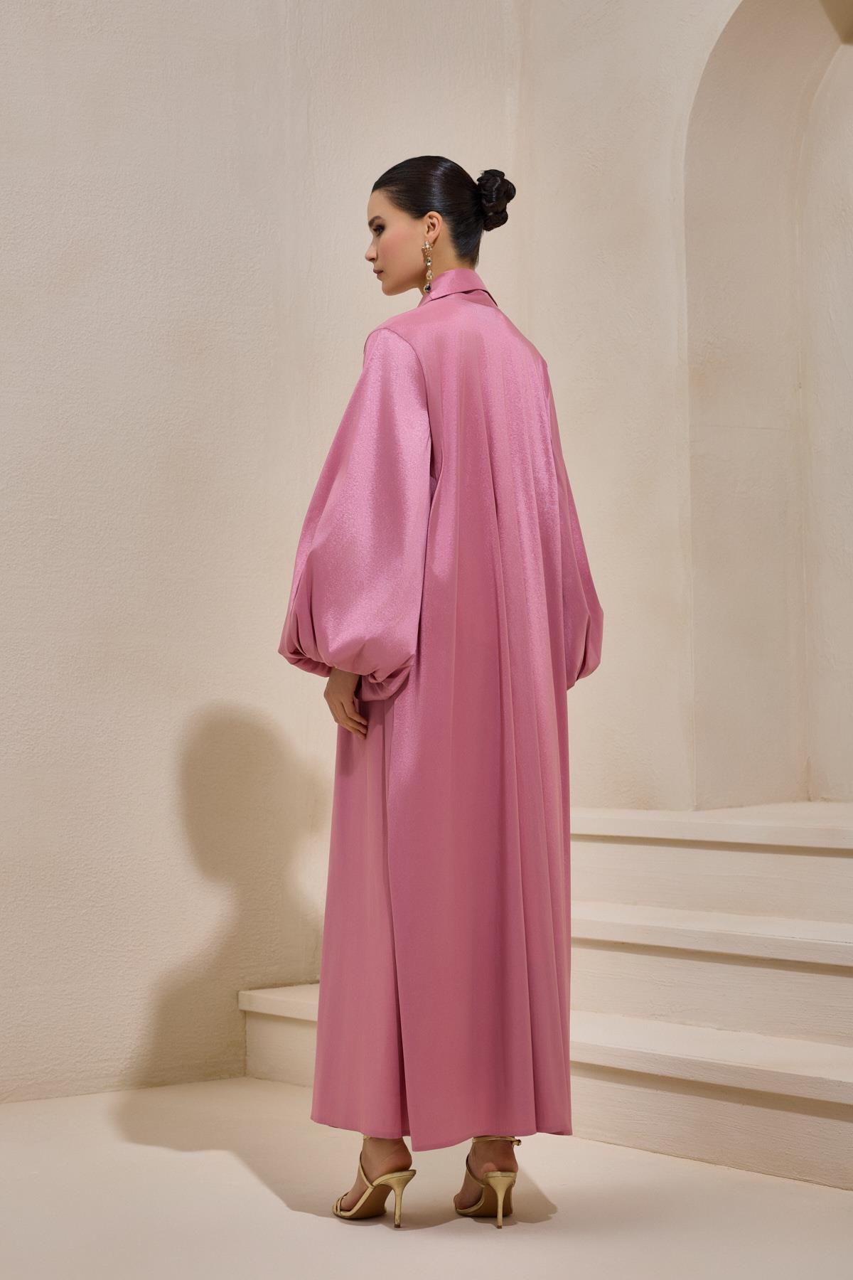 TAFFETA PALM ABAYA - POWDER