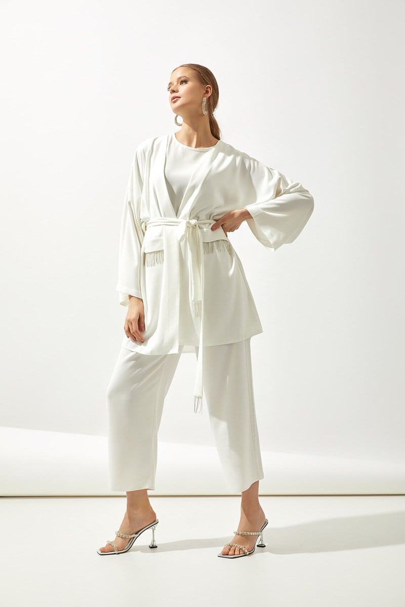 TRAVEL KIMONO SET-WHİTE