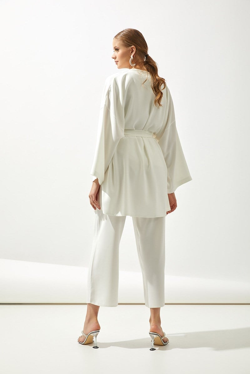 TRAVEL KIMONO SET-WHİTE