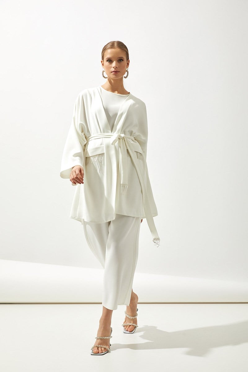 TRAVEL KIMONO SET-WHİTE