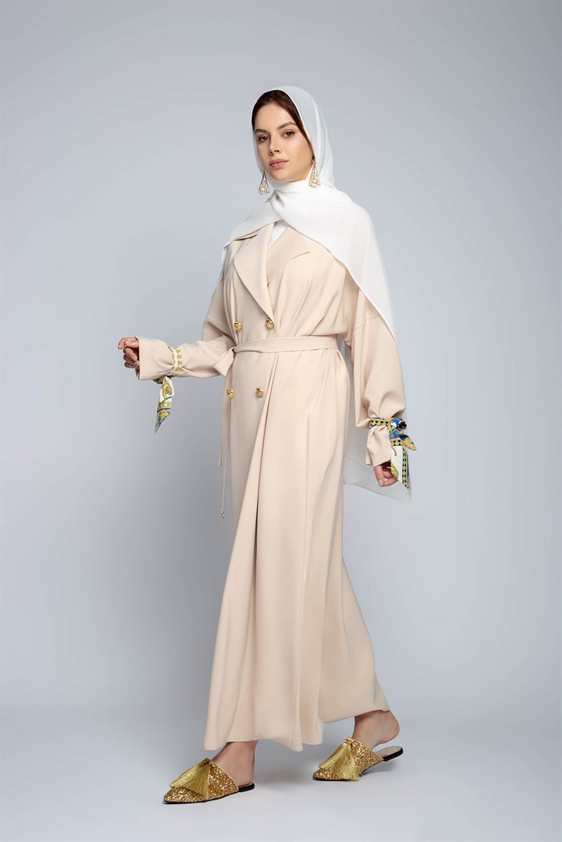 TRENCH ABAYA - Açık Camel