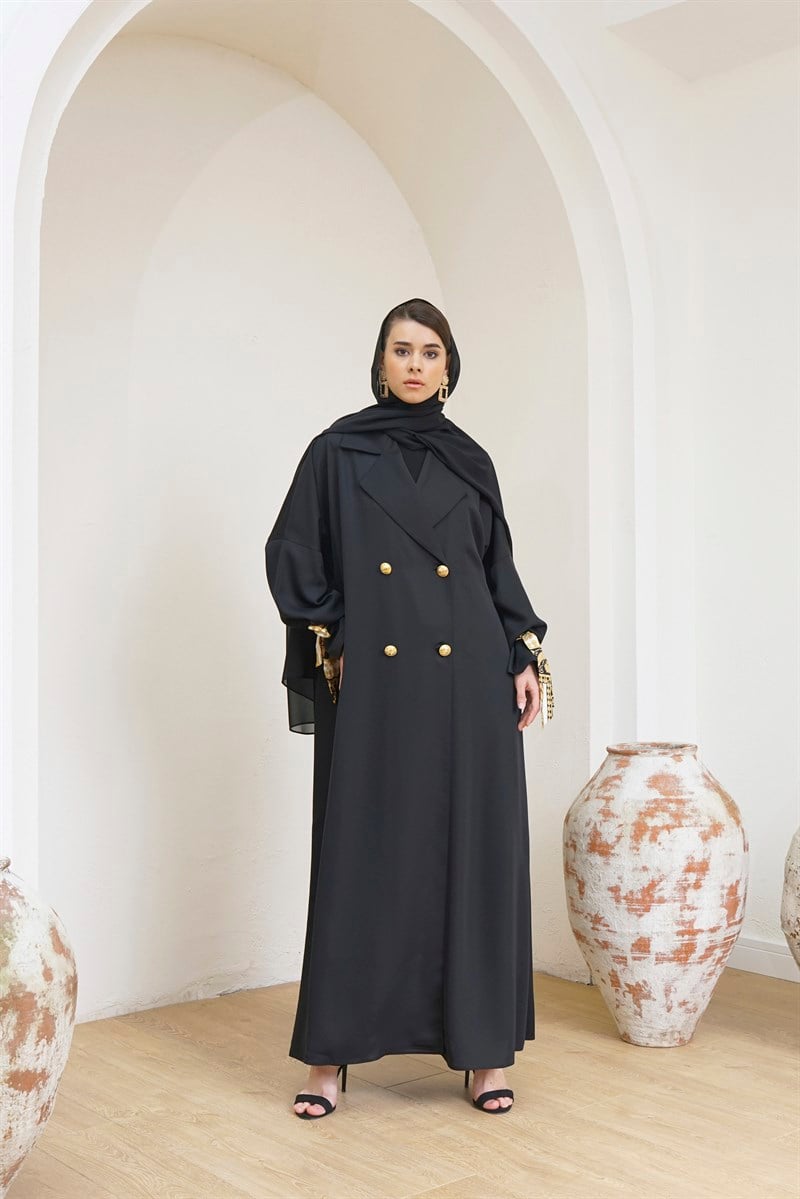 TRENCH ABAYA SİYAH