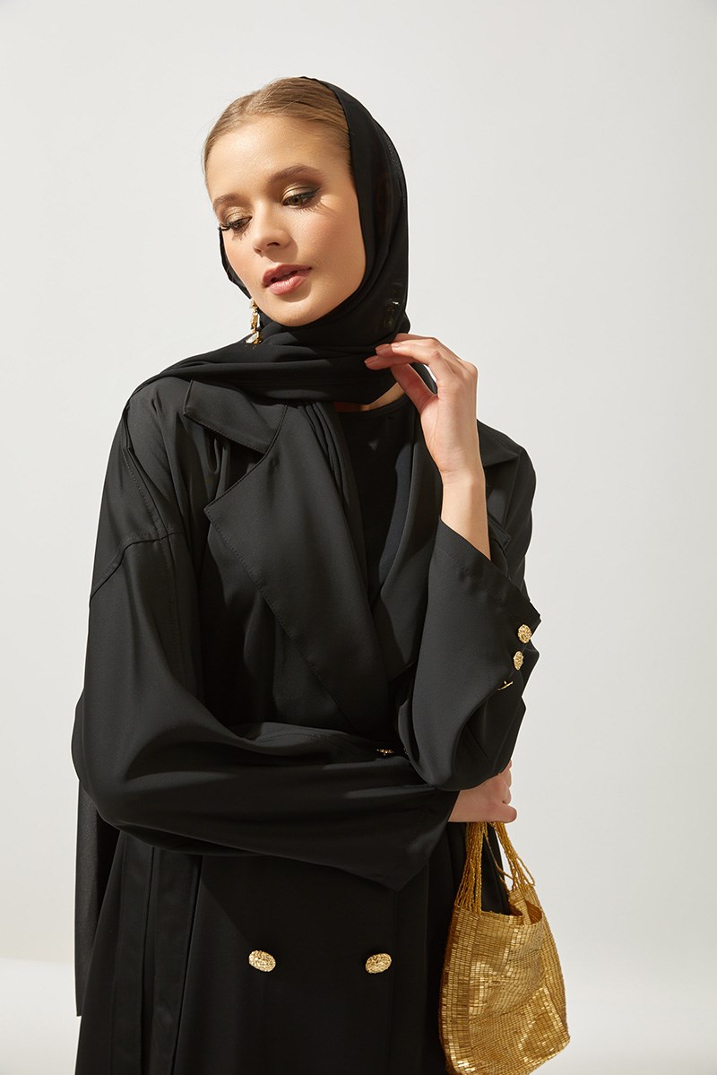 TRENCH COAT ABAYA-BLACK