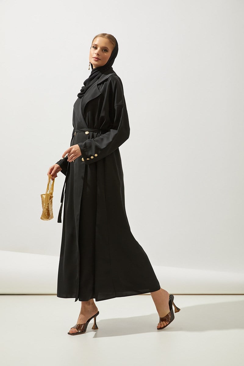 TRENCH COAT ABAYA-BLACK