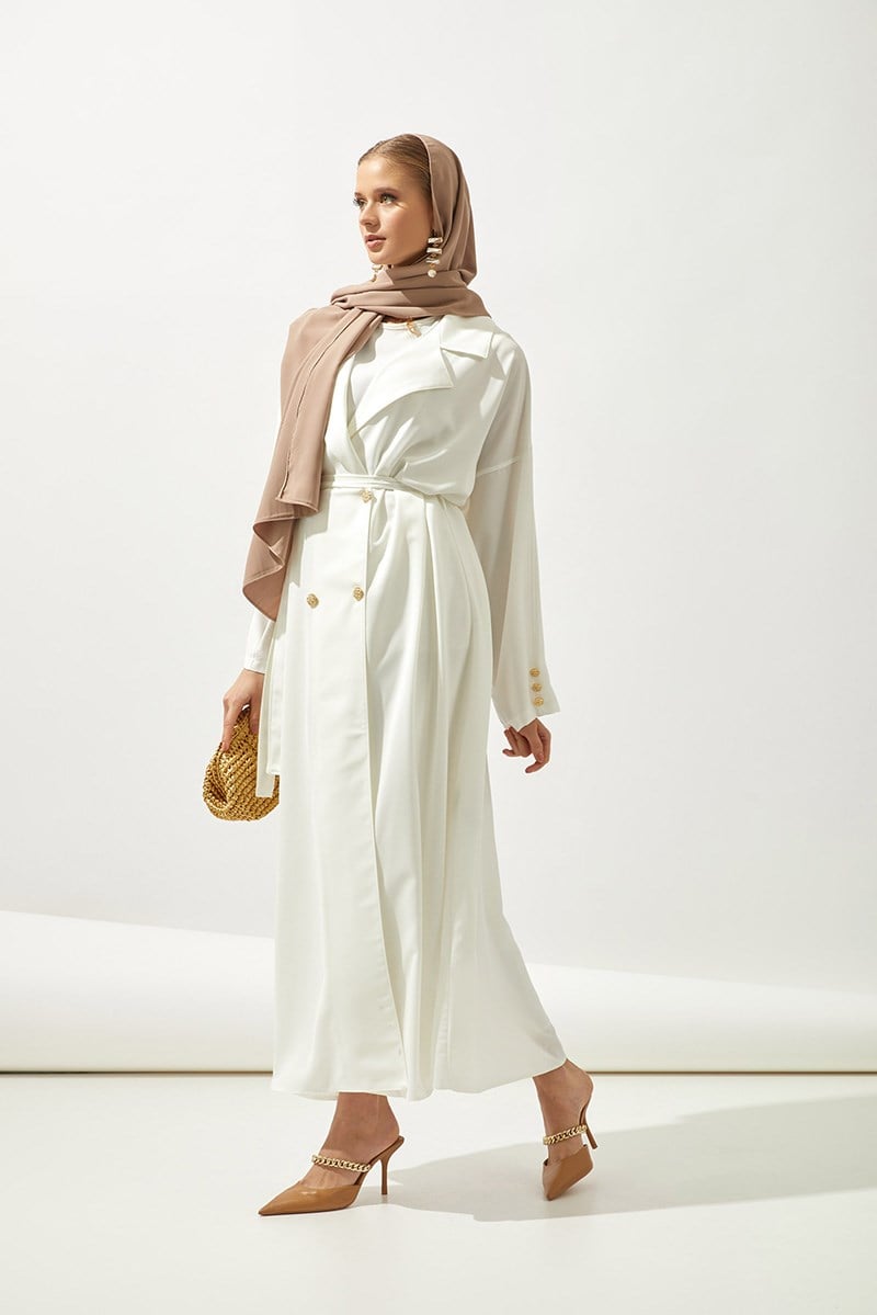 TRENCH COAT ABAYA-WHİTE