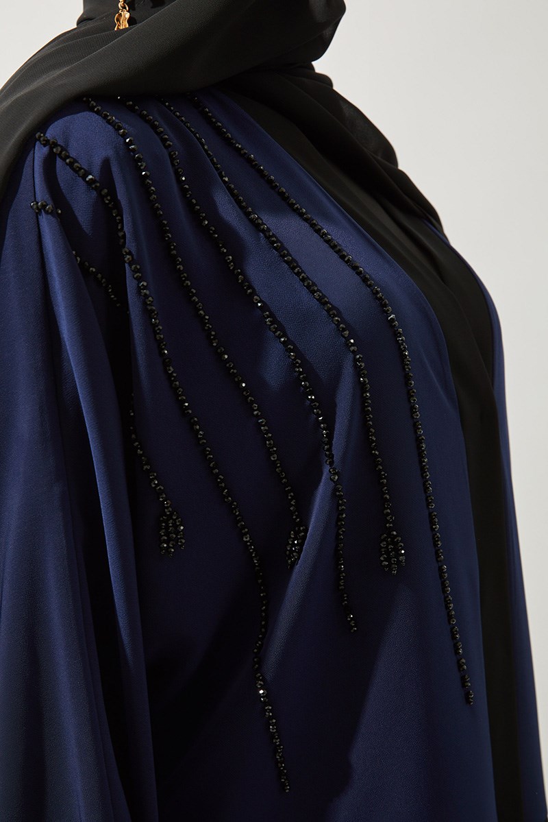 TWO COLOR ABAYA HANDMADE-BLACK NAVY BLUE