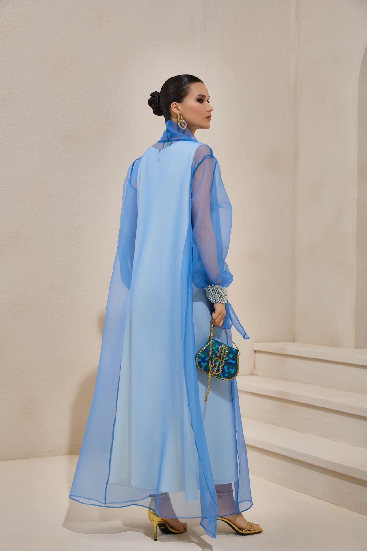 VALERIA ORGANZA ABAYA BLUE