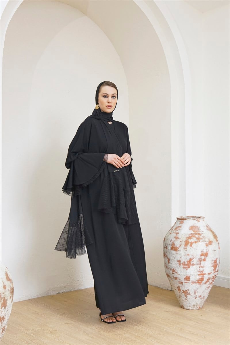 VOLANLI ABAYA ŞAL TAKIM