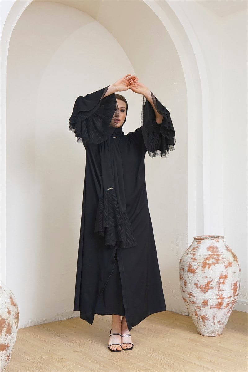 VOLANLI ABAYA ŞAL TAKIM