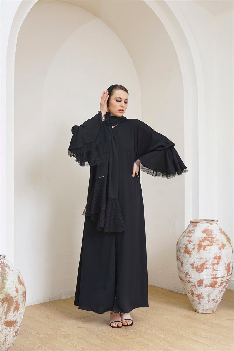 VOLANLI ABAYA ŞAL TAKIM