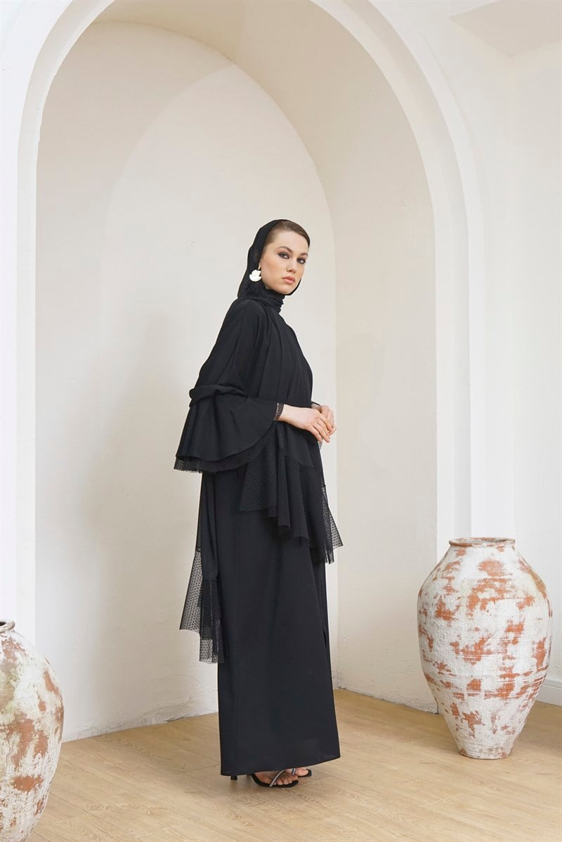 VOLANLI ABAYA ŞAL TAKIM