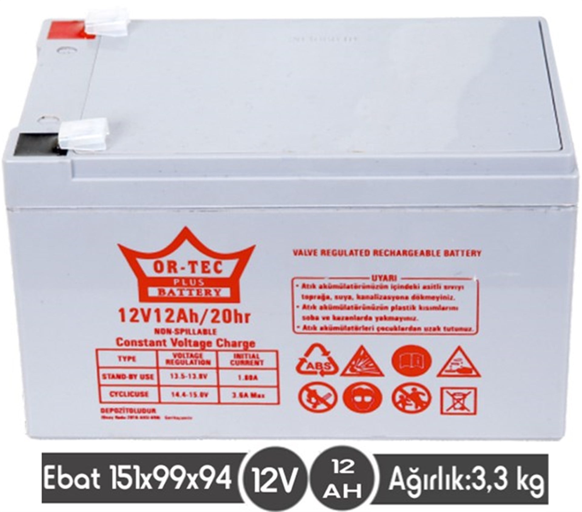 12 V 12 AHM KURU AKÜ