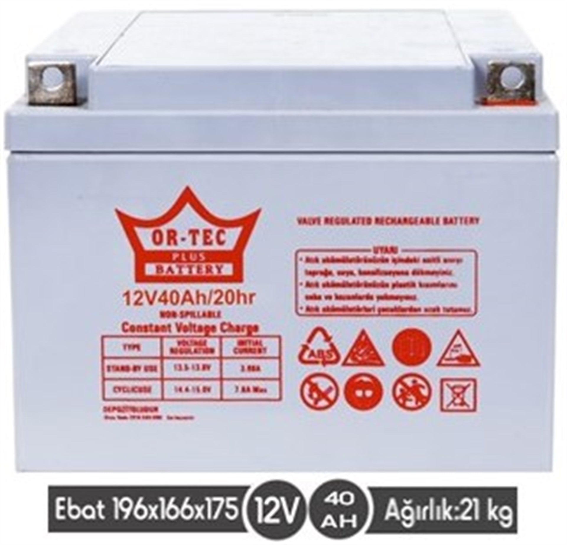 12 V 40 AHM KURU AKÜ