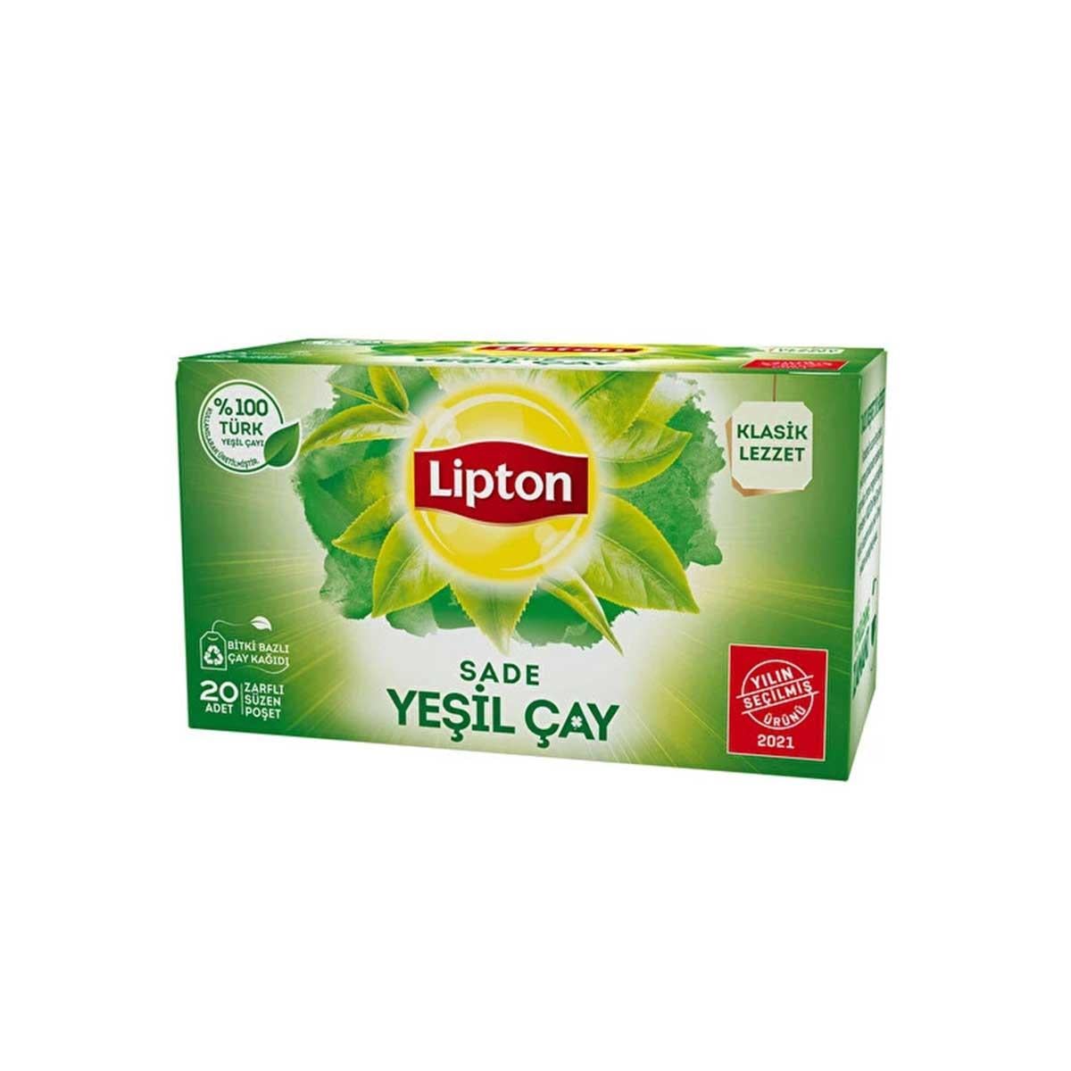 Lipton Yeşil Çay Sade 20'li Paket 12'li Koli