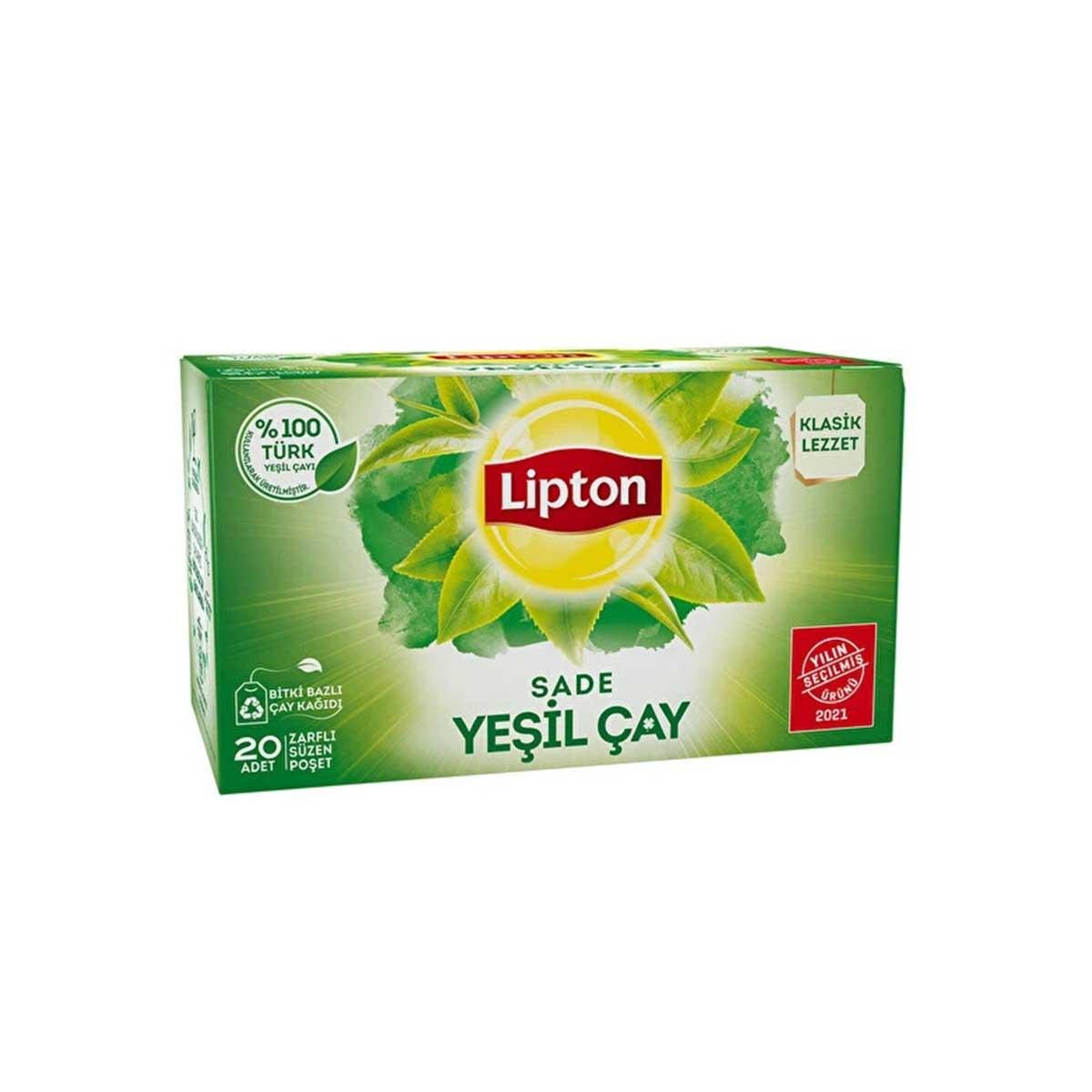 Lipton Yeşil Çay Sade 20'li Paket 12'li Koli