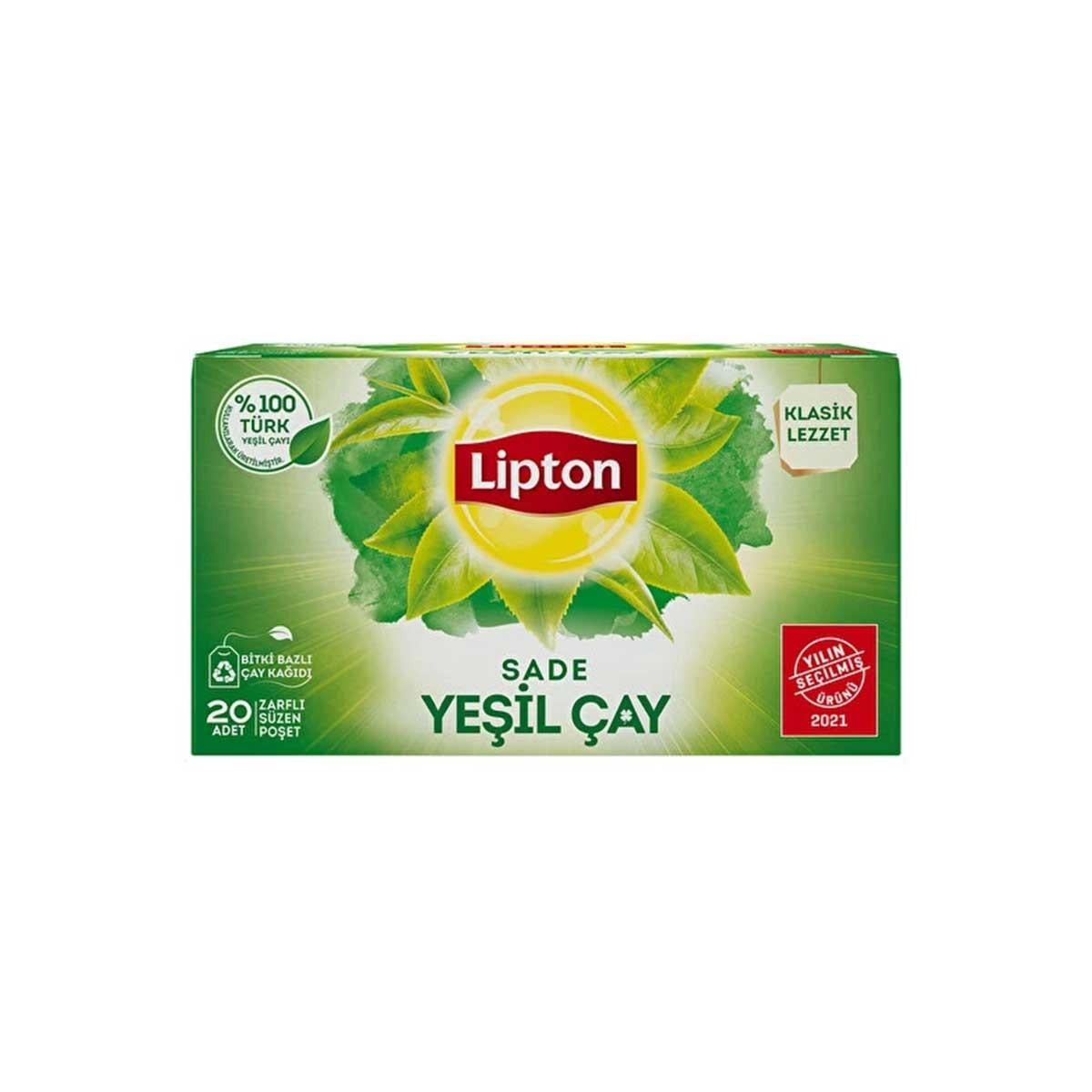 Lipton Yeşil Çay Sade 20'li Paket 12'li Koli