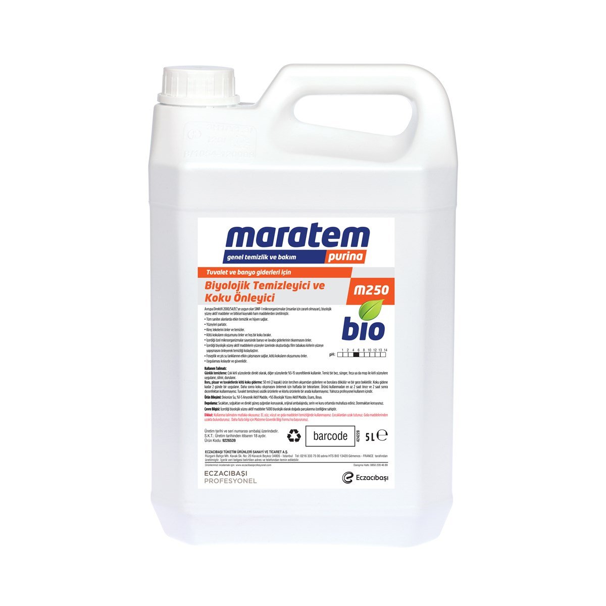 Maratem M250 Tuvalet Banyo Giderleri için Temizleyici Koku Önleyici 5 L