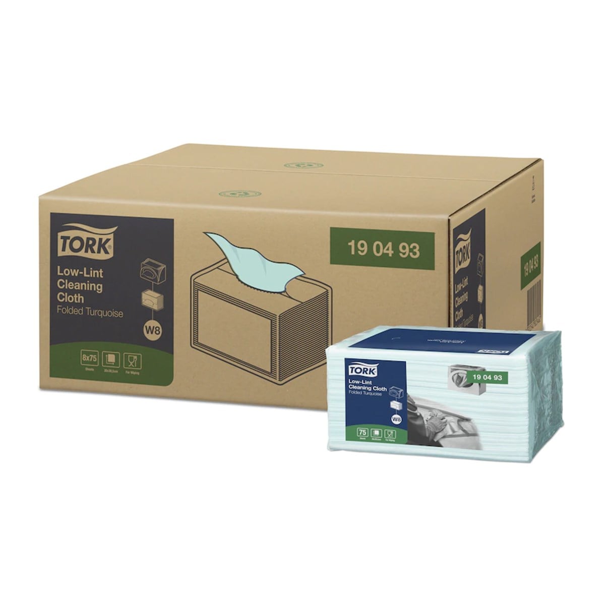 Tork Nonwoven Z Katlı Temizlik Bezi Turkuaz 75 Yaprak Koli İçi 8 Paket