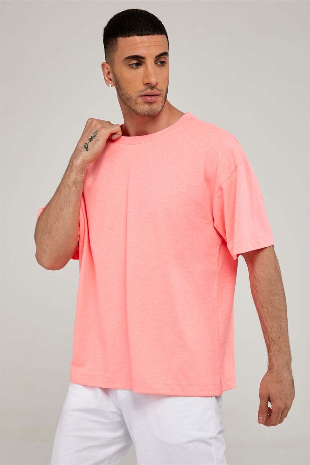 Oversize Erkek Tshirt-NEON PEMBE