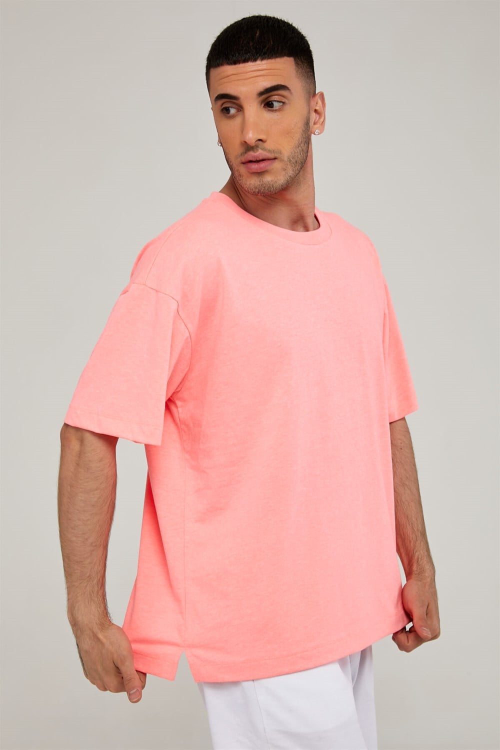 Oversize Erkek Tshirt-NEON PEMBE
