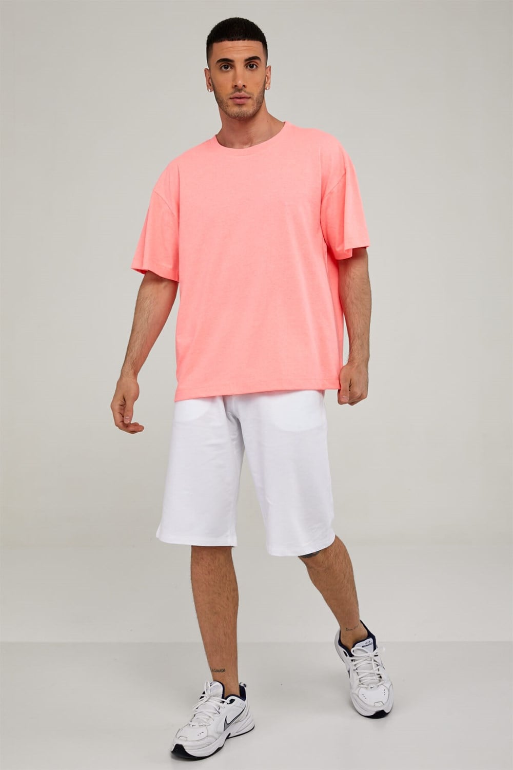 Oversize Erkek Tshirt-NEON PEMBE