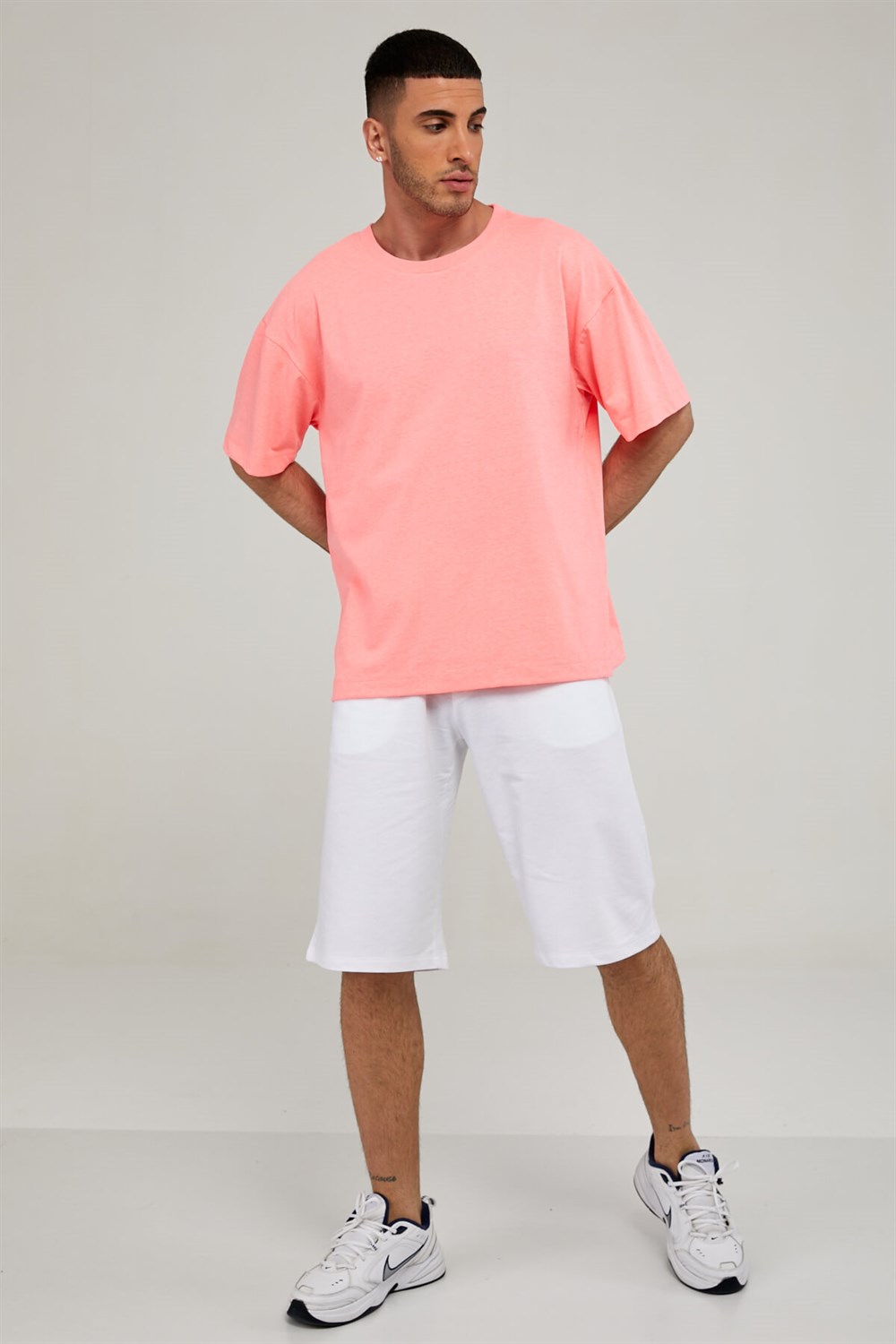 Oversize Erkek Tshirt-NEON PEMBE