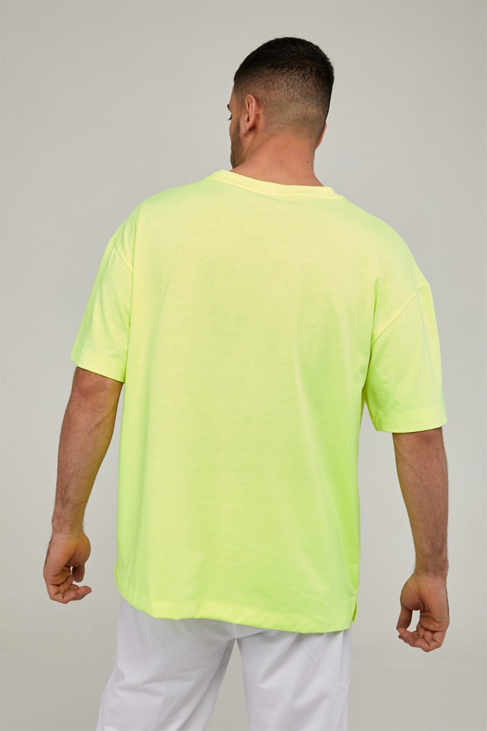 Oversize Erkek Tshirt-NEON SARI