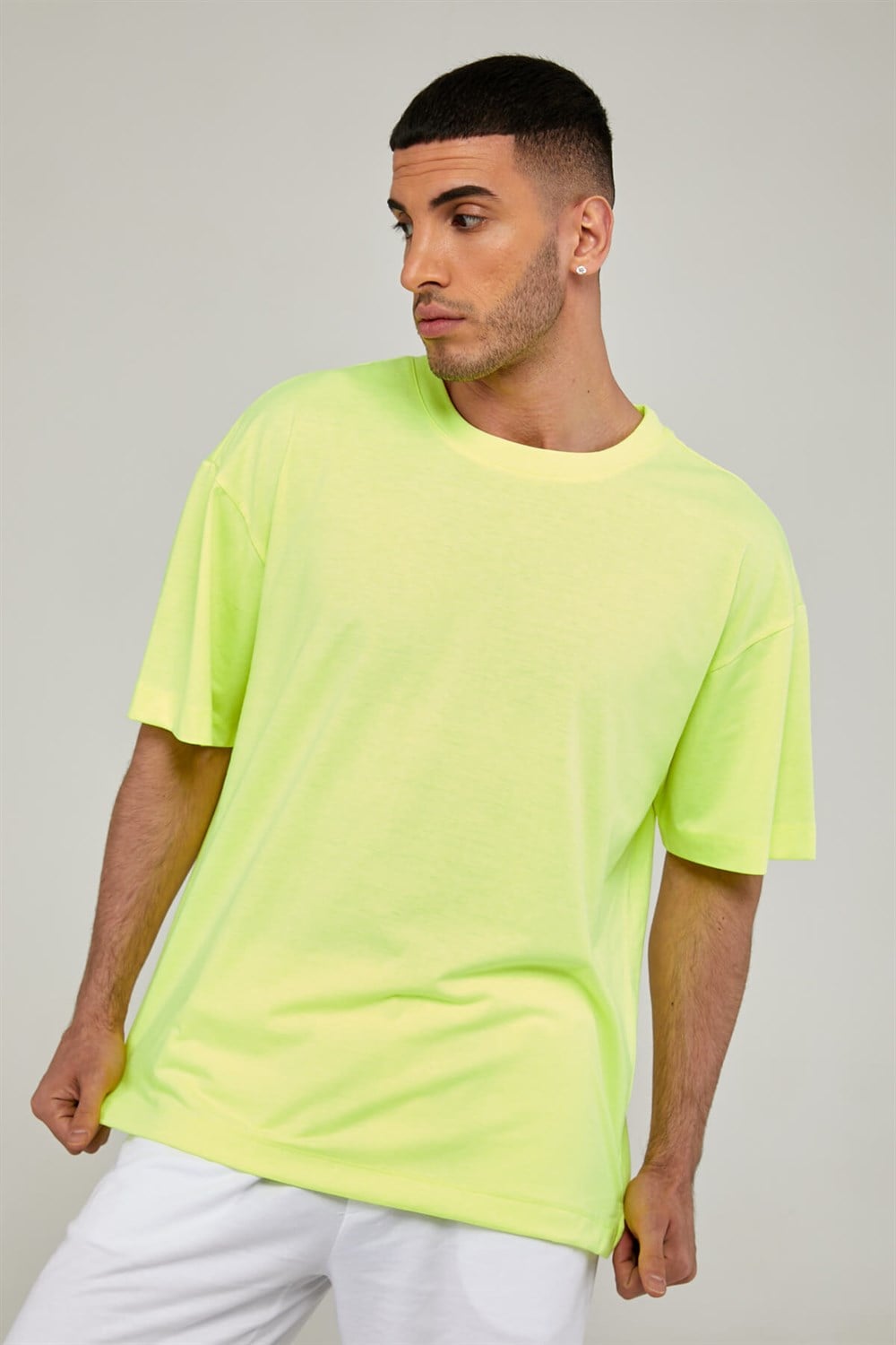 Oversize Erkek Tshirt-NEON SARI