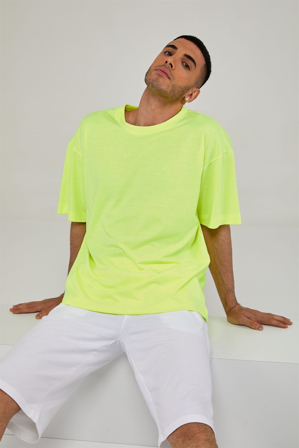 Oversize Erkek Tshirt-NEON SARI