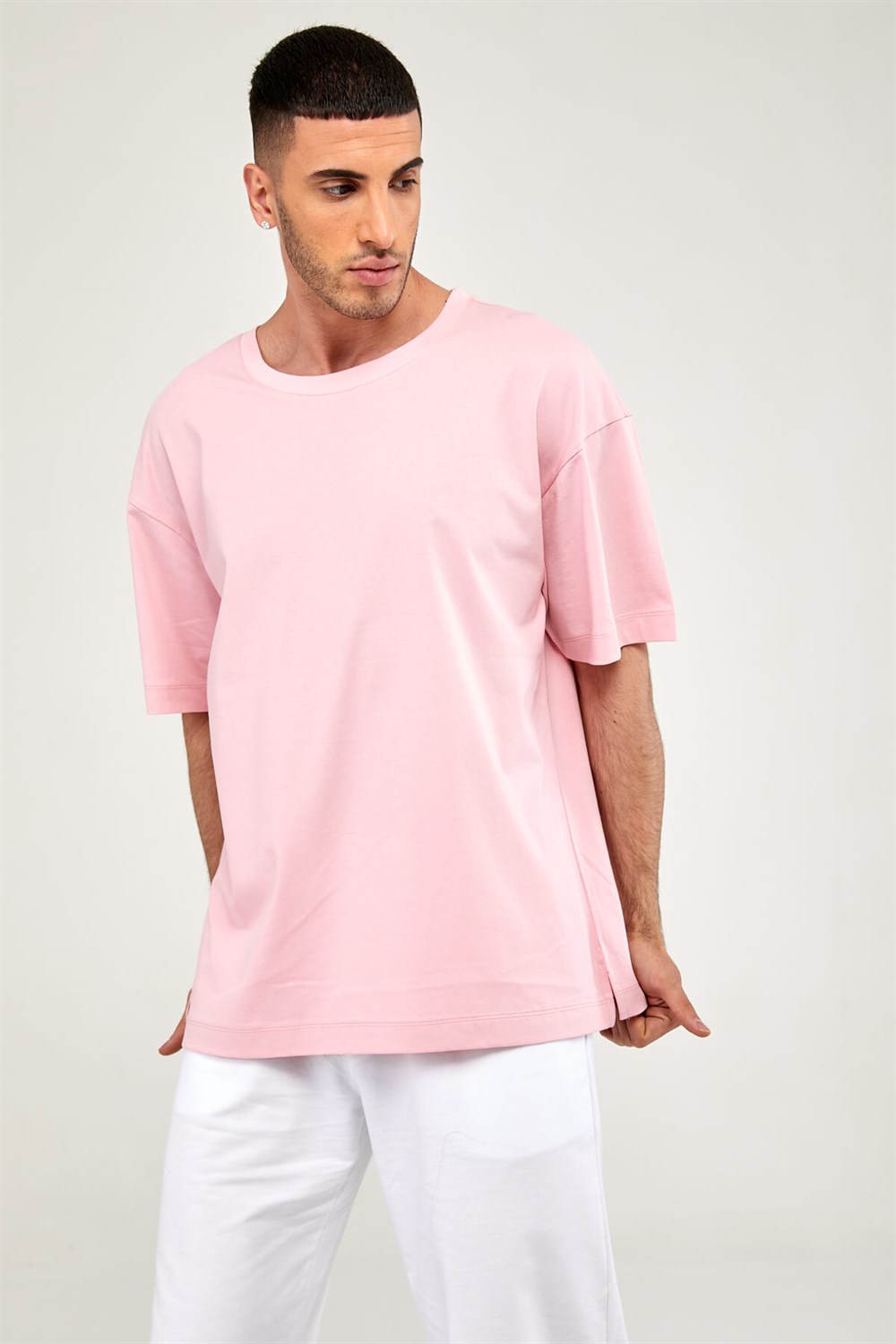 Oversize Erkek Tshirt-PEMBE