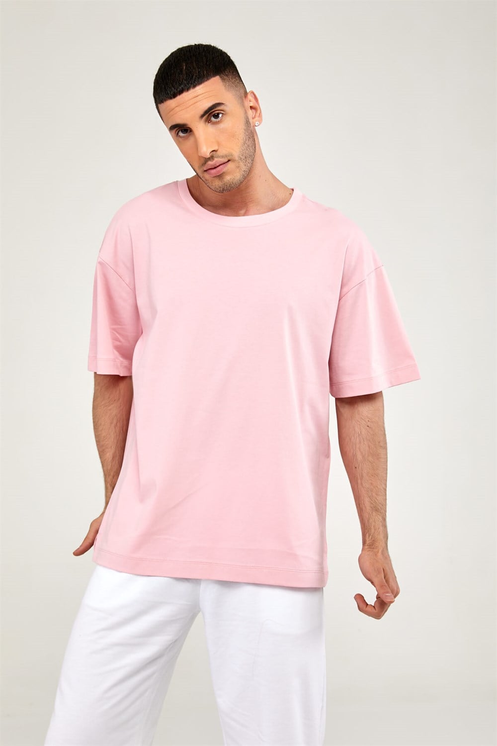 Oversize Erkek Tshirt-PEMBE