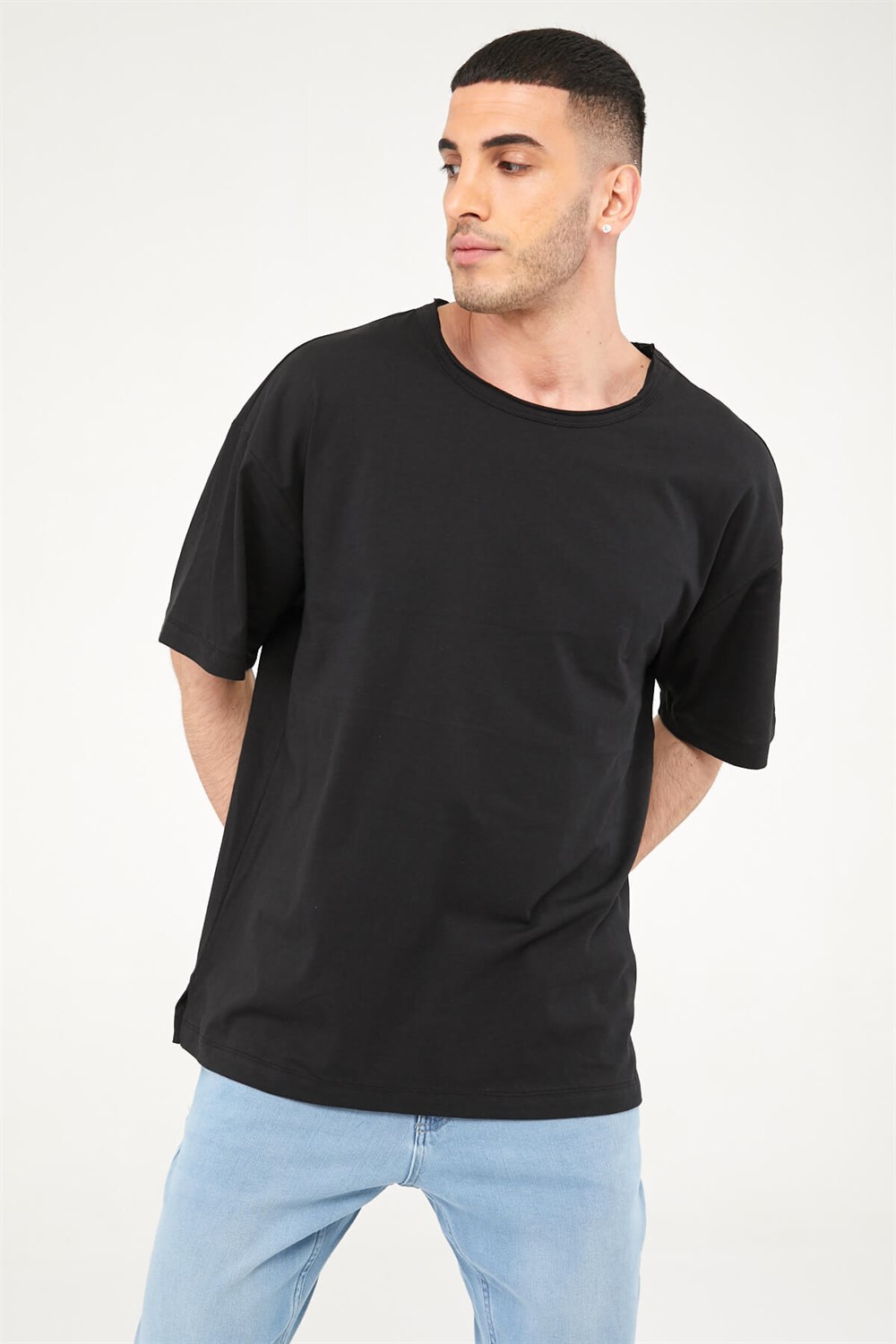 Oversize Erkek Tshirt-SİYAH